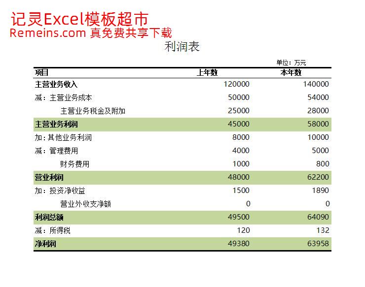 2017年最新利润表,2017年度盈利报表